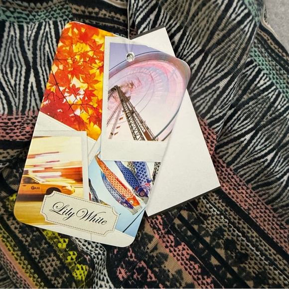 Lily White Plazzo Pants Women's‎ Large Multicolor Patterned Wide Leg Multicolor - Picture 11 of 12